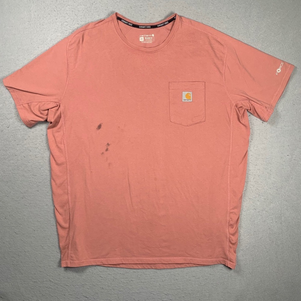 Carhartt Shirt Mens 2XL Pink Force Relaxed Fit Short Sleeve Pocket Workwear